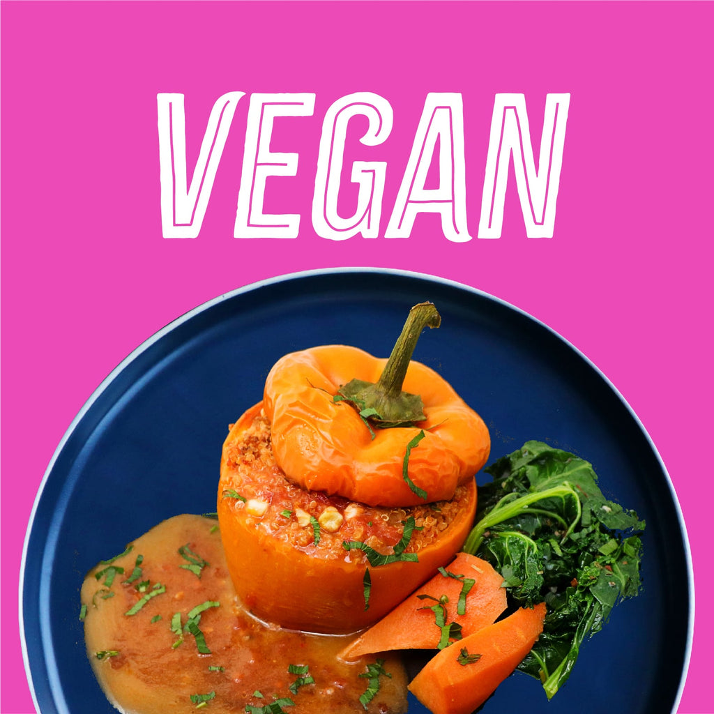 Vegan Meal Plan. South-West stuffed pepper with a side of vegetables.